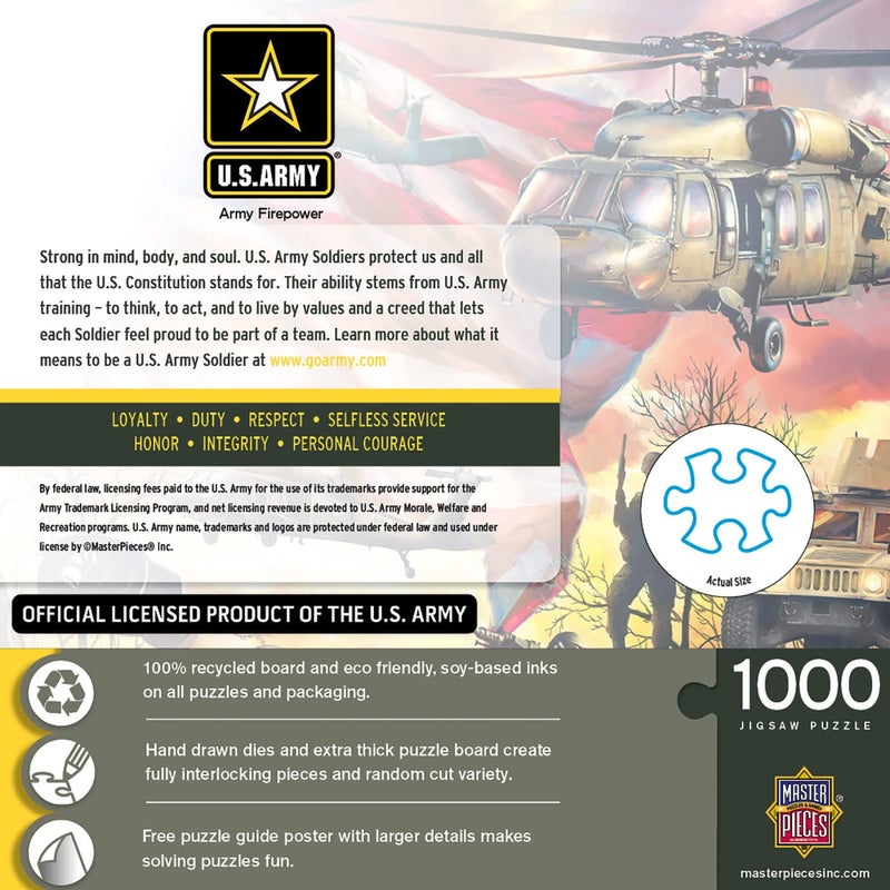 MasterPieces US Army Firepower 1000 Piece Jigsaw Puzzle - Jigsaw Puzzle with Vibrant Artwork and Durable Pieces - Fun Family Activity, Brain Challenge, and Educational Entertainment for Kids or Teens - Image 3